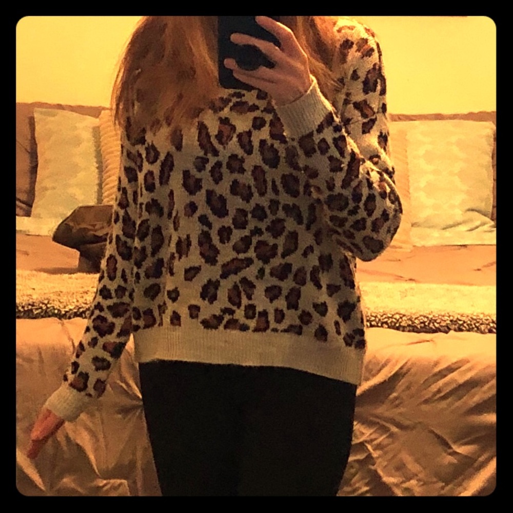 Gray Leopard Oversized Sweater